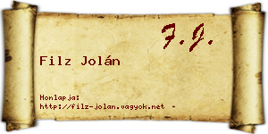 Filz Jolán névjegykártya